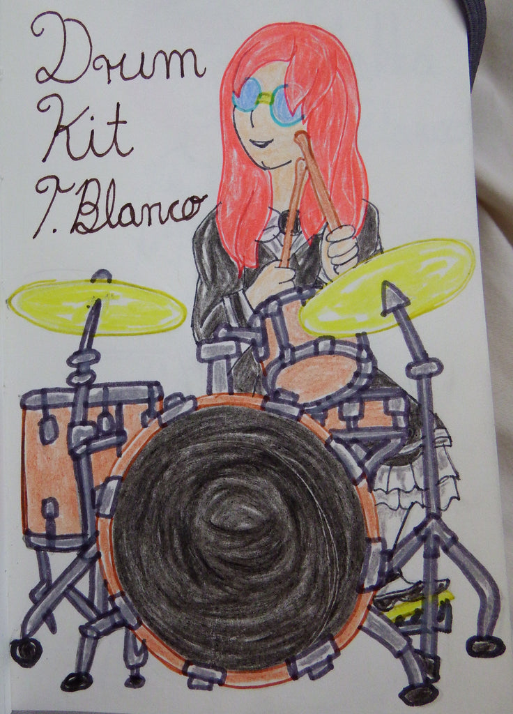 Anime Girl Playing a Drum Kit