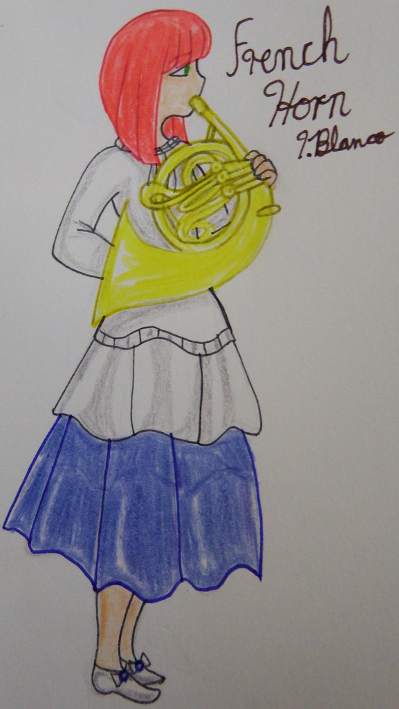 Anime Girl Playing the French Horn