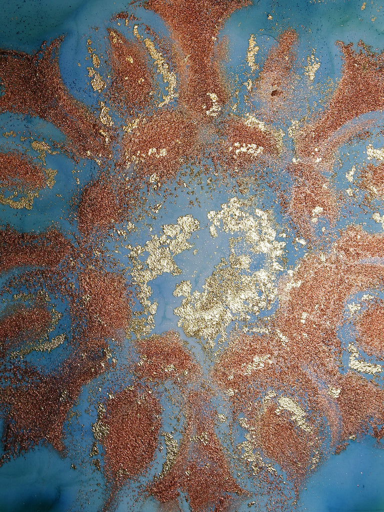 Ink Art Dry Stencil Ink Art Copper in Blue and Red Backgrounds By ...