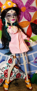 Monster High Dolls in Pattern Pink Dresses