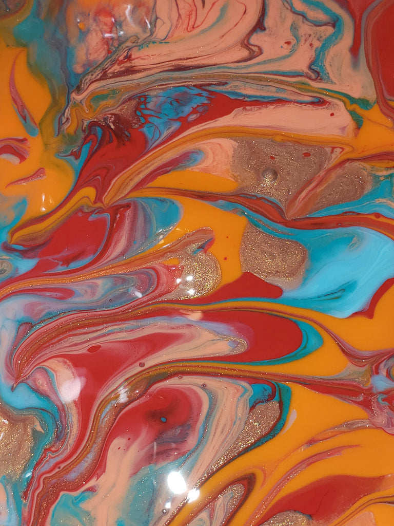 Pouring Art: Swipe Orange and Bubble Purple