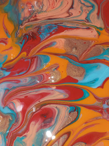 Pouring Art: Swipe Orange and Bubble Purple