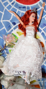 Red Headed Barbie in a White Wedding Dress Photoshoot