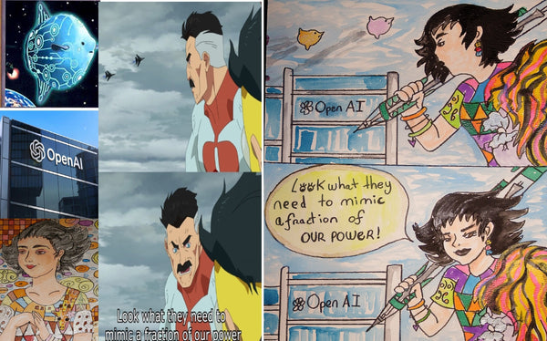 Self Portrait Invincible Meme AI Parody Watercolor Painting