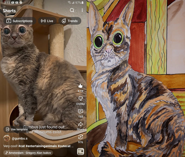 Gumbus Cat Watercolor Painting