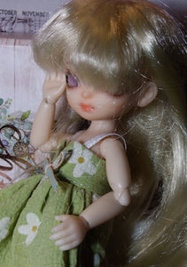 Tiny BJD in Elegant Floral Green Dress