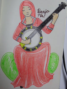 Anime Girl Playing the Banjo Drawing