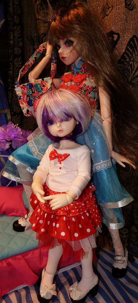 BJD Doll Cuties Bebe and Elvira in Dainty Dresses