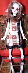 Doll Chateau Faun Lilian Sepia Quilt Dress BJD Doll Photoshoot