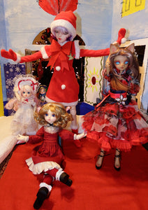 Santa Claus and Kitty Cat Christmas BJD Doll Photoshoot