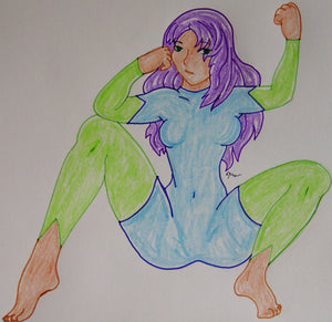 Anime Girl Crouching Pose Drawing