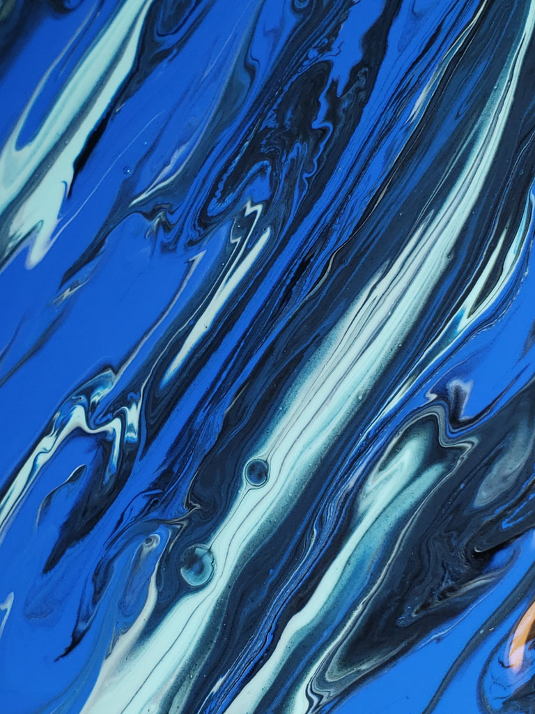 Pouring Painting Synesthesia: Blue, Pink and Black Cascades