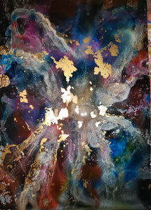 Ink Art: Metallic Fireworks Silver and Gold
