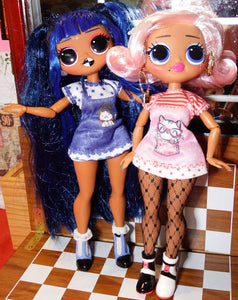 LOL Surprise Dolls in Blue and Pink Cat Dresses
