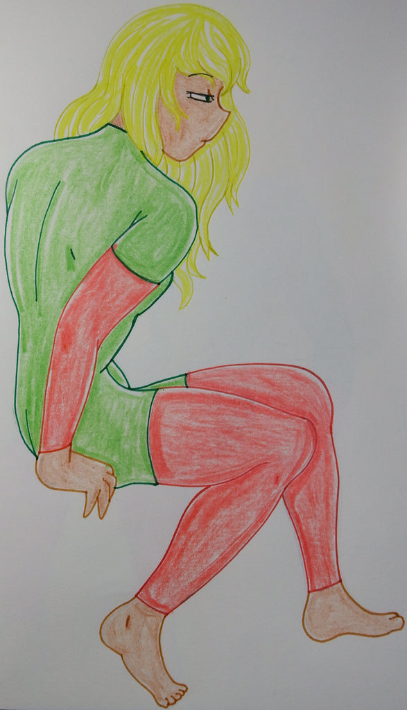 Anime Girl Leaning Forward Drawing