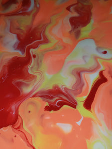 Pouring Art: Dutch Pouring Neon Red, Orange and White