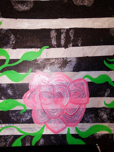New Background for Doll Theater: Pink Roses with Black Lines