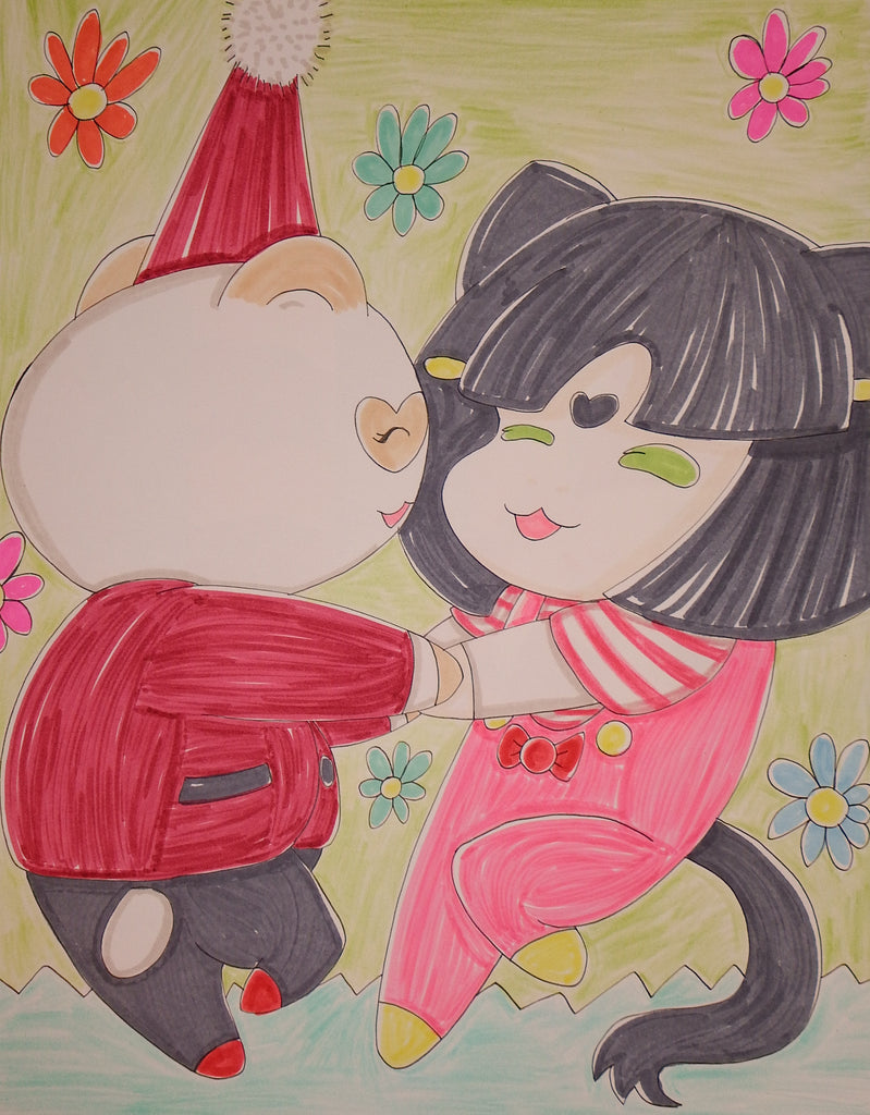 Scary Cat Birthday Party Anime Drawing Chibi Cute