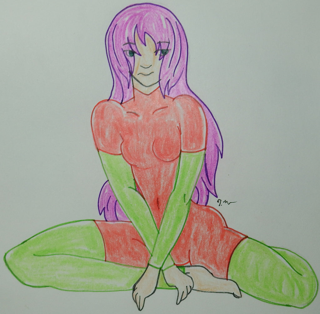 Anime Girl Sits Stretch Pose