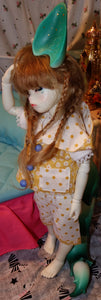 Sleepy Time Fox BJD Dream Valley Doll in Yellow Pajamas Photoshoot