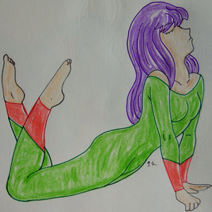 Surf Pose Anime Girl Drawing