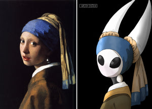 Hollow Knight Bug with a Pearl Earring Painting Parody