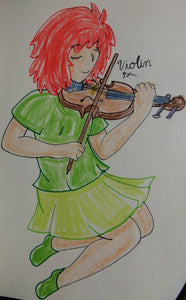 Anime Girl Playing the Violin Music Instrument Drawing
