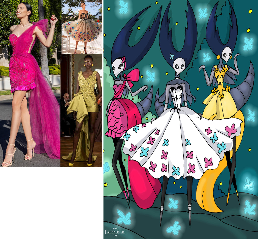 Hollow Knight Mantis Lords in Cocktail Dresses