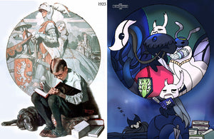 Hollow Knight Norman Rockwell Painting Parody