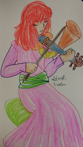 Anime Girl Playing the Stroh Violin