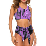 Purple Haze Ladies Cute Striped Bikini Two Piece Swimsuit