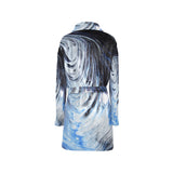 Metalic Blue Wave Women's All Over Print Night Robe