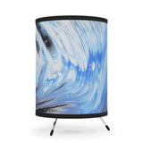 Metalic Blue Wave Tripod Lamp with High-Res Printed Shade, US\CA plug