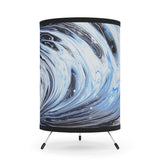 Metalic Blue Wave Tripod Lamp with High-Res Printed Shade, US\CA plug