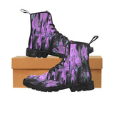 Purple Haze Women's Lace Up Canvas Boots (Model1203H)(Black)