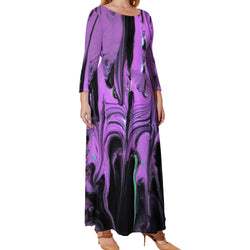 Purple Haze Plus Size Loose Crew Neck Long Sleeve Dress
