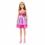 Large Barbie Doll with Blond Hair, 28 Inches Tall, Shimmery Pink Dress with Necklace and Hair Clip Accessories, HJY02