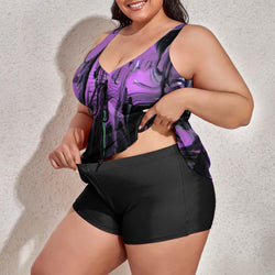 Purple Haze Women's split swimsuit fat model