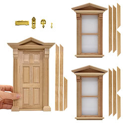 iLAND Miniature Dollhouse Accessories incl Dollhouse Doors, Dollhouse Windows, Dollhouse Door Knobs for Dollhouse on 1:12 Scale (Splendar 7pcs)