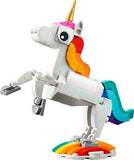 LEGO Creator 3 in 1 Magical Unicorn Toy, Transforms from Unicorn to Seahorse to Peacock, Rainbow Animal Figures, Unicorn Gift for Grandchildren, Girls and Boys, Buildable Toys, 31140
