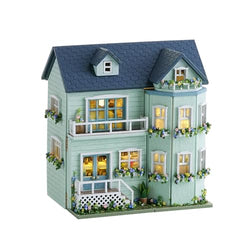 DIY Miniature House Kit, CUTEROOM Wooden Dollhouse Kit Mini House Making Kit with Furnitures, DIY Dollhouse Kit Birthday Gift for Women and Girls (Warm Manor)