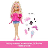 Barbie Dream Besties Doll and Accessories, Malibu” Posable Fashion Doll with Wavy Blonde Hair, 11 Makeup and Hair Themed Pieces