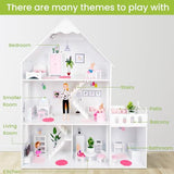 Green series Kinderplay | Wooden Dollhouse | Wood Doll Houses | Wooden Doll House | Doll House 4-5 Year Old | Dollhouses | Big Doll House | Large Doll House | Wood Dollhouse GS0023B-1