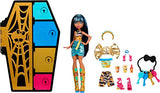Monster High Skulltimate Secrets Doll & Clothes Accessories Set, Cleo De Nile with Dress-Up Locker & 19+ Surprises