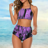 Purple Haze Cute Suspender Two Piece Bikini Swimsuit