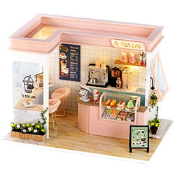 Kisoy Dollhouse Miniature with Furniture Kit, Handmade DIY House Model for Women and Men's Gift (Sunshine Tea Station)