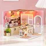 Flever Dollhouse Miniature DIY House Kit Creative Room with Furniture for Romantic Valentine's Gift (Happiness ice Cream Shop)