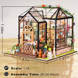 DIY Doll Miniature House Kit - Wooden Mini Dollhouse Model with Tiny Furniture Toy Set LED Light for Adults & Kids Build Modern Small Wood Garden Room