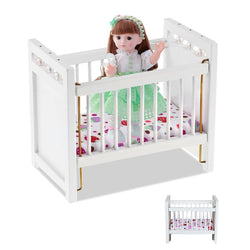 jarbins Dollhouse Furniture Crib Mini House Crib Doll Cradle Doll Decoration Adornment Miniature Crib Dollhouse Mini Furniture Baby Bed Model (White)