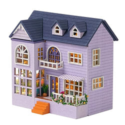 Kisoy Romantic and Cute Dollhouse Miniature DIY House Kit Creative Room Perfect DIY Gift for Friends, Lovers and Families (Happy House)